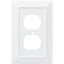 Franklin Brass Classic Architecture (1-Pack) Outlet Covers Pure White 1-Gang Wall Plate Single Duplex Switch Plates Electrical Guard W35242-PW-C