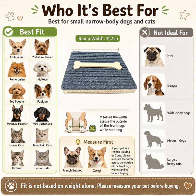 Dog Ramp for Stairs 2 Pack, 4-Level Adjustable Wooden Pet