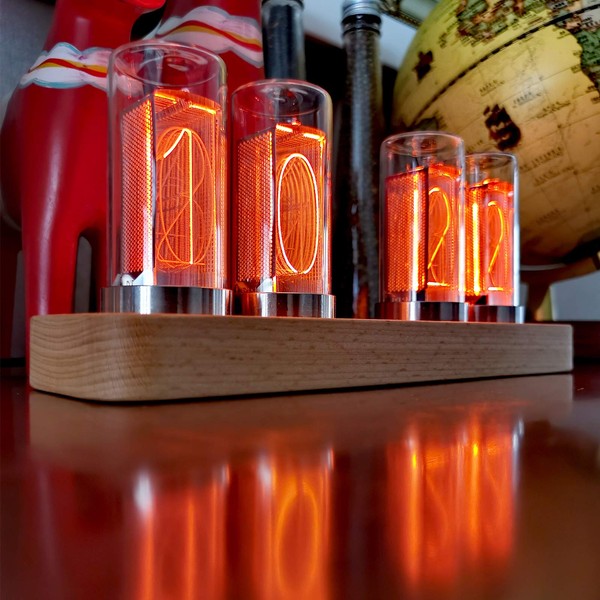 EUNEWR Nixie Tubes Clock,Glow Time,Digital Tube Clock,20 Modes Creative LED Watch with USB Type C,DIY Customised Photo Display,as a Gift for Lovers,Friend,Christmas,Birthday