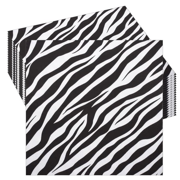 POPOYU Pack of 20 Zebra Napkins, 33 cm x 33