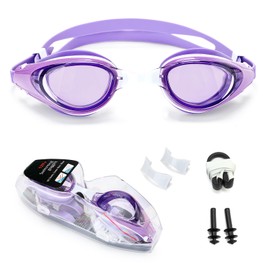 Nearsighted Swim Goggles, Anti-Fog, Dual Strap, Auto Buckle, Short Sighted Swimming Goggles for Men Women Adult Junior