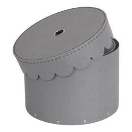 Bigso Box of Sweden Set of 2 Decorative Paper Round Storage Boxes with Lids - Stackable Hat Box Style Storage Containers - Small Box Organisers for Bits & Bobs - Grey