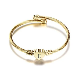 SBI Jewelry Initial Letter Cuff Bracelet Gold Heart E Bangle Bracelets Gift for Mum Sister Wife Birthday