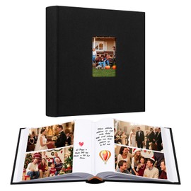 Aevdor 240 Pockets Photo Album 4x6 with Writing Space, Baby Wedding Family Picture Album with Notes, Linen Cover Acid Free Pages Photo Book for Family Wedding Baby Party Pictures, Black