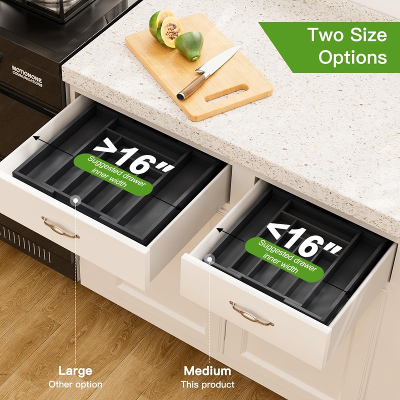 Pipishell Bamboo Expandable Drawer Organizer for Utensils Holder, Adjustable Cutlery