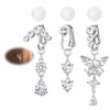AVYRING 3 Pcs Silver Fake Belly Button Rings Clip On,