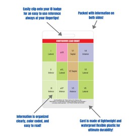 STEMI 12 Lead Reference and 12 Lead EKG (ECG) Placement Reference Vertical Badge Card - Excellent Resource for Nurses, EKG Techs, EMT, Cardiology Tech, or Other Healthcare Professionals