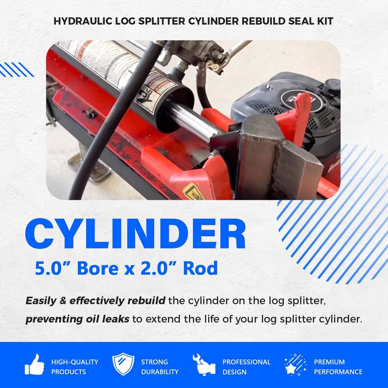 Replace for Hydraulic Log Splitter Cylinder Rebuild Seal Kit, Fit
