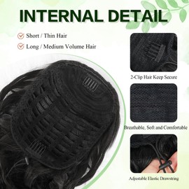 Mayouda Ponytail Extension, 18 Inch Long Chocolate Brown Wavy Drawstring Ponytail Hair Extension for Women Clip in Hairpiece Fake Pony Tails Hair Synthetic Extensions