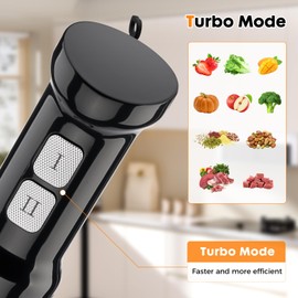 YODHOSA Immersion Blender Handheld Cordless 6 in 1 Hand Held Blenders Mixer Stainless Steel 25 Speed Turbo Mode Electric Sitck Beaker Chopper Milk Frother Grinder