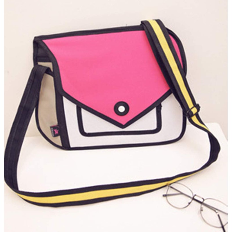 Xugq66 3D Style 2D Drawing Cartoon Handbag Shoulder Canvas Messenger