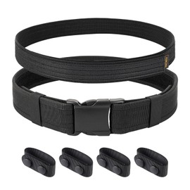 TACNEX Duty Belt w/Loop Lining 2" Nylon Utility Work Belt w/ 4 Keepers 1.5" Hook Underbelt for Police Law Enforcement Security Officer XL