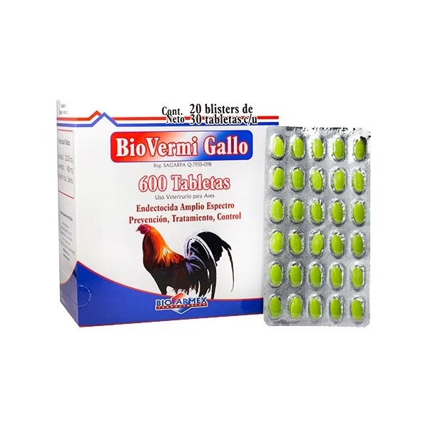 Biovermi Gallo Aves 3 Blister Total 90 Tabs Desparasitante