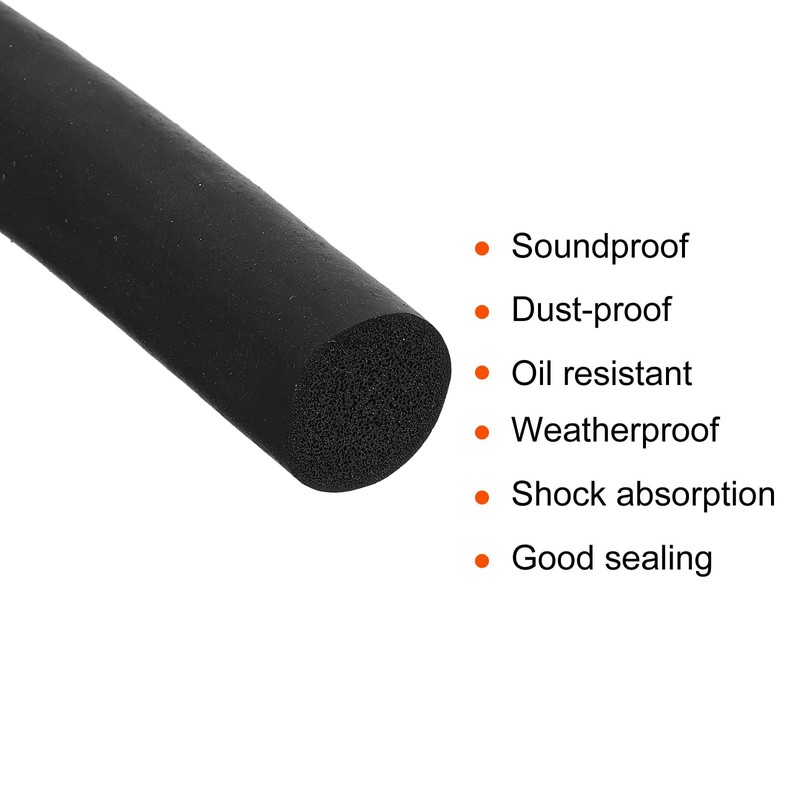 sourcing map Foam Rubber Weather Seal Strip, 7mm(9/32") Diameter 2.5