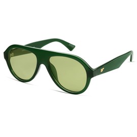 VANLINKER Retro Aviator Polarized Sunglasses for Men Women Trendy 70s Vintage Plastic Frame Sun Glasses VL9750,Green