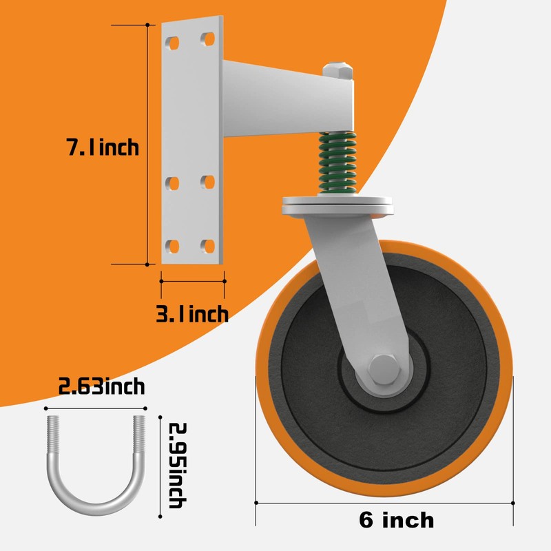 Uscaster Gate Wheel 6inch Fence Gate Wheel for Metal Tube