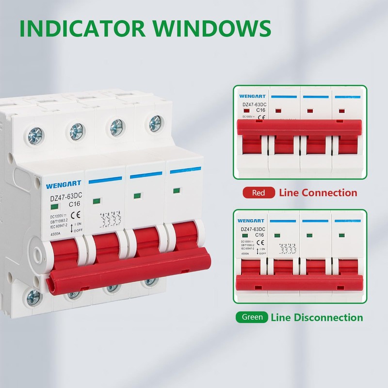 Wengart PV Circuit Breaker DC1000V 4-Pin 16A DC Miniature Circuit