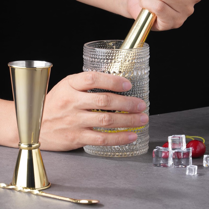 Gbuxska Gold Muddler for Cocktails, 10 Inches Bar Spoon, 1