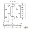 Hinge Outlet Spring Hinge 4 Inches with 5/8 Radius Square