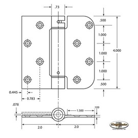 Hinge Outlet Spring Hinge 4 Inches with 5/8 Radius Square Stainless Steel Highly Rust Resistant - 2 Pack