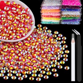 2500pcs 5mm Resin Rhinestones Bulk, Red AB Flatback Round Jelly Rhinestones Bedazzling Non Hotfix Crystal Gems Large Quantity Wholesale for DIY Crafts Clothes Bottles Tumblers Face Makeup Manicure