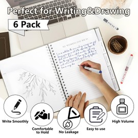 MOTIBACK 6PCS Disposable Fountain Pen Set of Multicolor for Writing Smooth Fine Tip Writing Pens Ideal for Journaling Note Taking Office School Long Lasting Ink Fountain Pens 3 Black, 2 Blue, 1 Red