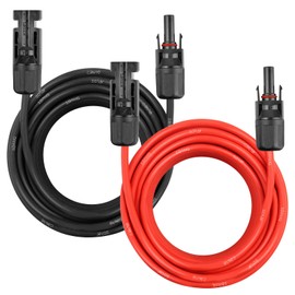 Solar Panel Extension Cable - 10AWG 30FT Solar Wire Cord 10 Gauge PV Wire with Female & Male Waterproof Connector for RV, Photovoltaic Systems, Home, Boat, Solar Panels, Car(30ft Red + 30ft Black)