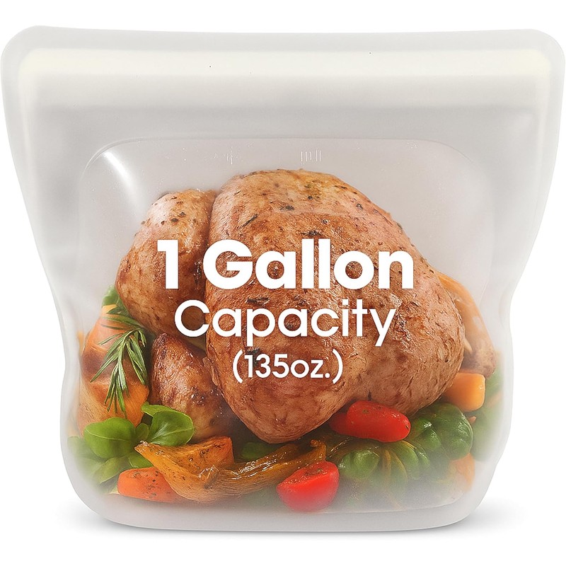 Reusable Silicone Sous Vide Bag - 1 Gallon, 135oz. XXL