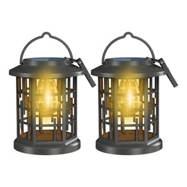 Bebrant Solar Upgraded Bright Hanging Solar Lights for Outside,Solar Lanterns Outdoor Waterproof,Solar Powered Lanterns Lighting LED for Garden Patio Yard 2 Pack