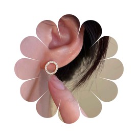 Cimenexe Bohemian Crystal Circle Earrings Gold Cz Circle Hoop Stud Earrings Hollow Rhinestone Hoop Earrings Minimalist Geometric Circle Earrings Jewelry for Women and Girls Gifts