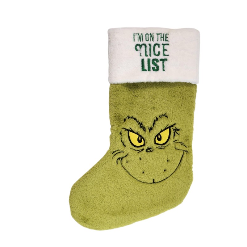 Divas World The Grinch Christmas Stocking: Large Green Naughty/Nice List