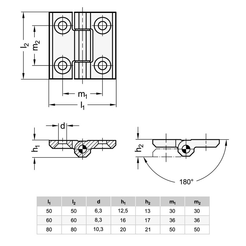 Ganter Normelemente GN 237.3-NI-60-60-A-SW Heavy Duty Hinge Stainless Steel NI