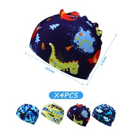 4 Pieces Children'S Swimming Caps, Cute Cartoon Swimming Caps, Animal Swimming Caps, Elastic Swimming Caps, Swimming Caps For Boys And Girls, Swimming Equipment, Swimming Accessories