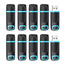 Vansuny Pack of 10 USB Sticks 32 GB Pack of 10 USB Stick 32 GB USB 2.0 Data Storage Backup for PC/Desktop/Laptop/Car Audio/Game Consoles (Cyan)
