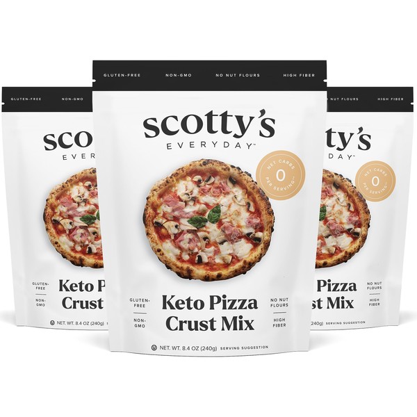Keto Pizza Crust Zero Carb Mix - Keto and Gluten Free Pizza Baking Mix, Vegan - 0g Net Carbs Per Slice - Easy to Make - No Nut Flours - (3 Pack)