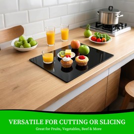 Tempered Glass Cutting Board for Kitchen, Black Cutting Board for Countertop, Dishwasher Safe, Scratch Resistant, Heat Resistant, Shatter Resistant (16"x12")