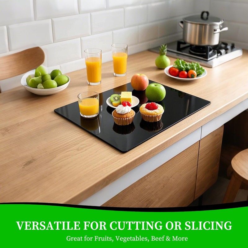Tempered Glass Cutting Board for Kitchen, Black Cutting Board for