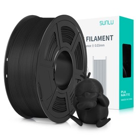 SUNLU PLA Matte 3D Printer Filament 1.75mm, PLA Filament 1kg Spool (2.2lbs), Dimensional Accuracy +/- 0.02mm, Matte Black PLA