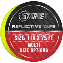 STARREY DOT-C2 Reflective Tape Yellow Outdoor 1 in X 75FT Waterproof Self Adhesive Trailer Safety Caution Reflector Conspicuity Tape for Trucks Cars
