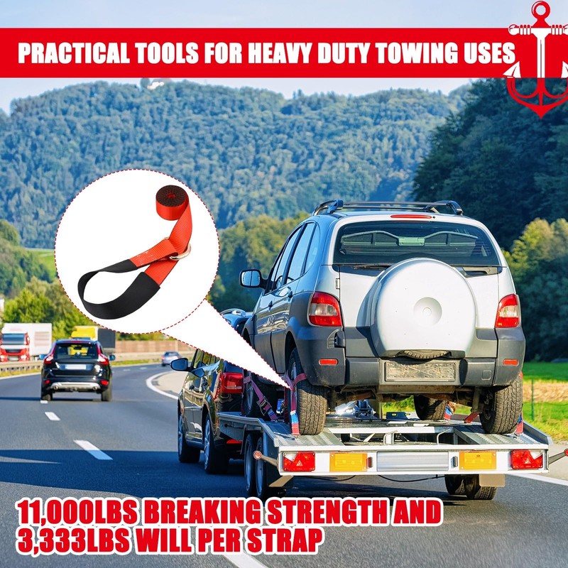Wowangce 8Pack 2'' X 8ft Tow Truck Straps Lasso Wheel