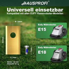 HAUSPROFI 30 x Titanium Replacement Blades for Eufy Robotic Lawnmower E15 & E18, DIN EN 50636-2-107 Tested, 60% More Durable, Includes Safety Screws & Box
