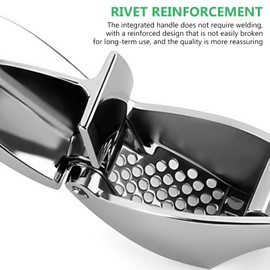 ZONJIE Garlic Press - Premium Garlic Press, Stainless Steel, Dishwasher Safe, Robust, Durable, Ginger Press with Peeler & Cleaning Brushes, Garlic Press, Practical Kitchen Aid