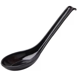 JapanBargain 8 Pcs Japanese Black Soup Spoons with Hook Black 6.5 inch 4889x8