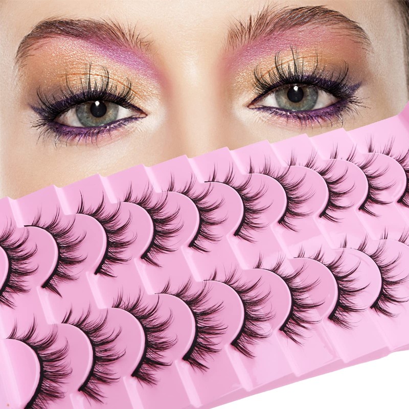 cobee 13 mm False Eyelashes, 10 Pairs Thin Manga Eyelashes,