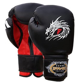 Farabi Boxing Gloves for Training Punching Sparring (Black Dragon, 12-oz)