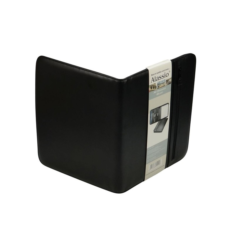 Alassio Conference Folder Zipped 3 Compartments A4 Leather-look Black Ref