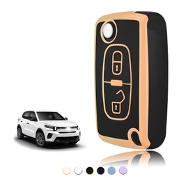 TOOMUME Key Cover TPU Car Key Case Fits Peugeot 207 CC 308 SW 607 Expert Partner Tepee Citroen C4 C3 Picasso Berlingo Fiat Scudo, Key Cover Protection Key Shell - Flip Key