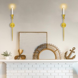 lobolighting Long Candle Sconces Set of 2 Wall Candle Holder with Candle Wall Mount Modern Wall Sconces Candle Holder Decoration for Dining Room, Fireplace, Living Room (Gold, 15.7 Inch)