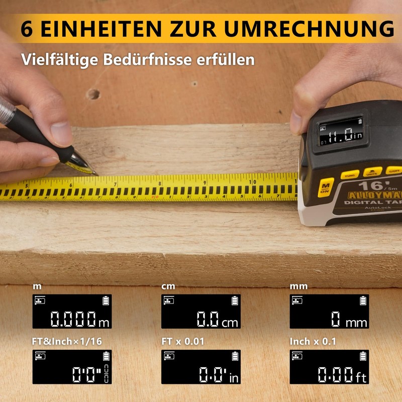 Alloyman Digital Tape Measure, 2-in-1 5M Tape Measure with 50