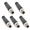 Pack of 5 M8 3-pin plug round connectors, on-site mounted